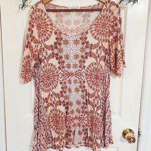 Pink Print Quarter Sleeve Blouse